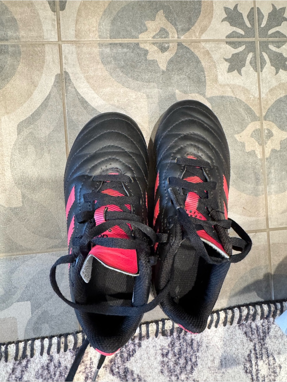 adidas Kids Black and Pink Lace-Up Sneakers